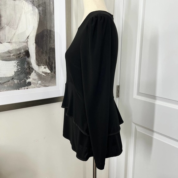Narciso Rodriguez Design Nation Black Peplum Top Small Long Sleeve Stretch - Picture 4 of 10